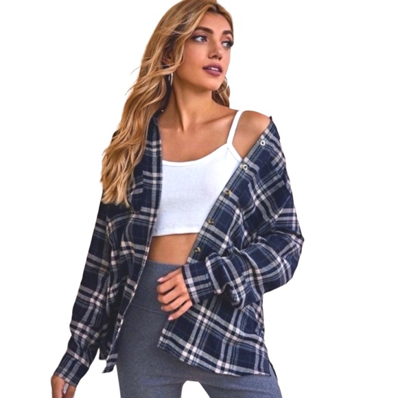 Plaid Boyfriend Shirt, S,M - Picture 7 of 8